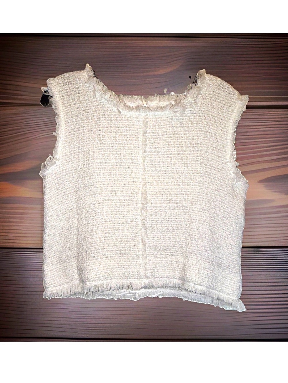 Sleeveless Cream Textured Cropped Top